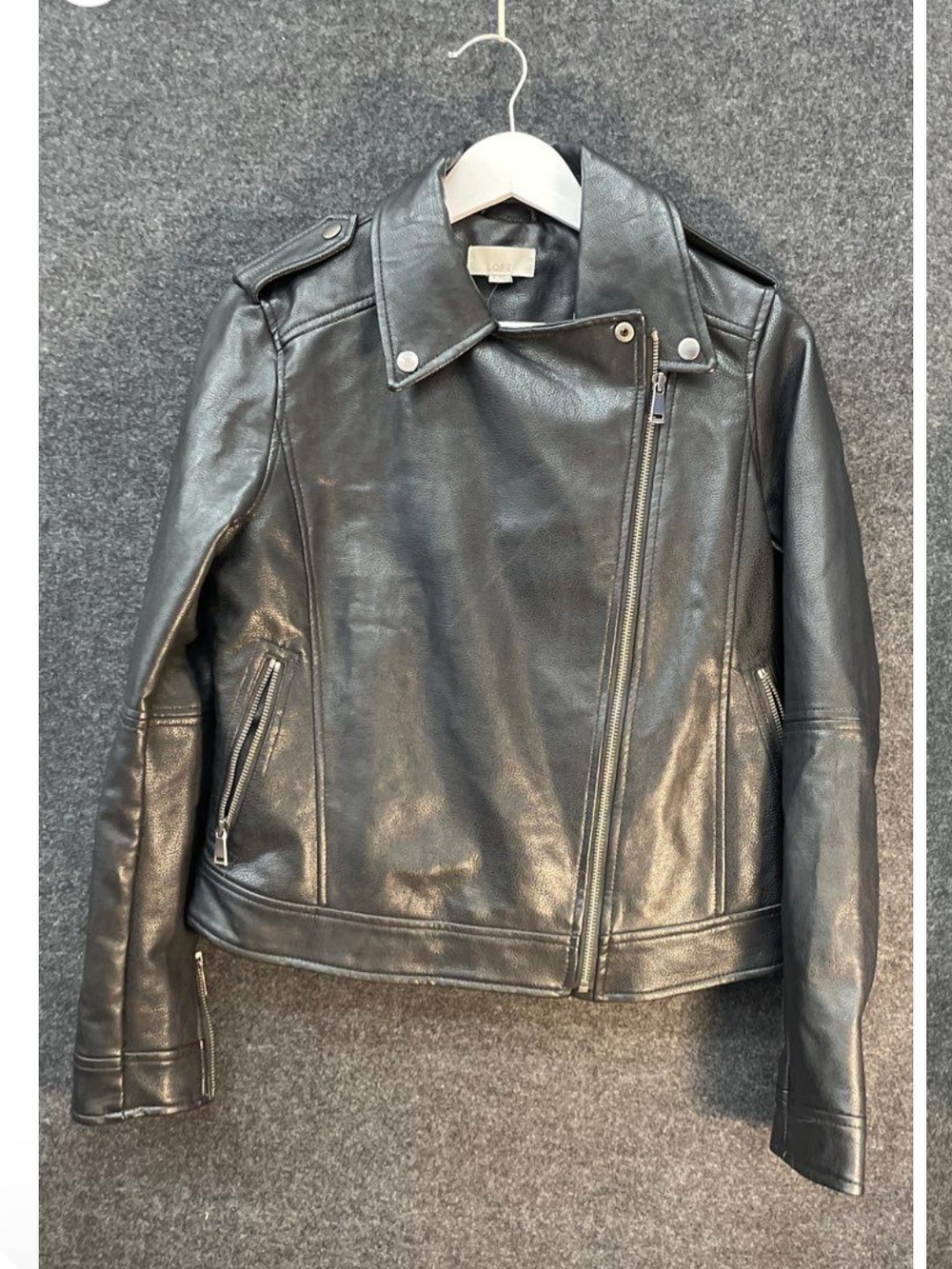 LOFT Black Asymmetrical Leather Moto Jacket